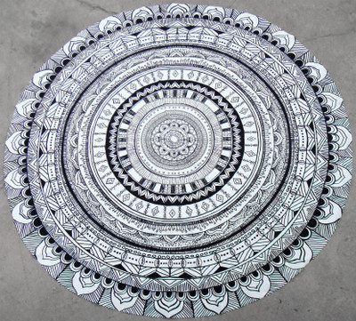 RajoDyana Printed 6 Seater Table Cover(Black, White, Cotton)