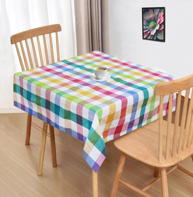 OASIS Cotton 2 Seater Checkered Table Cover(Multicolor)