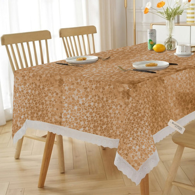 Bluegrass Self Design 4 Seater Table Cover(Gold, PVC)