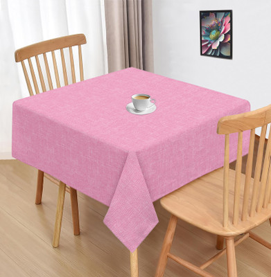 OASIS Cotton 2 Seater Self Design Table Cover(Pink)