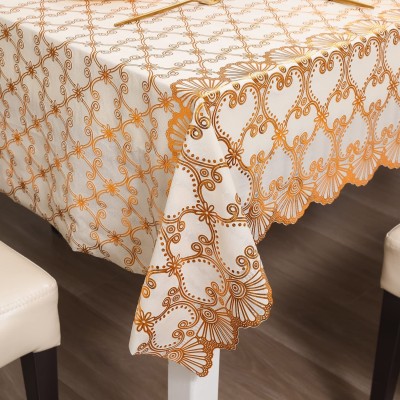 HOKiPO Floral 8 Seater Table Cover(Gold, PVC)
