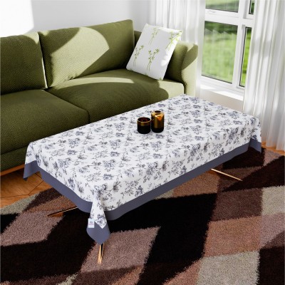 Heart Home Floral 4 Seater Table Cover(Grey, Cotton)