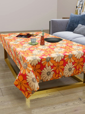 DPA Collection Checkered 4 Seater Table Cover(Orange, PVC)