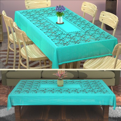 KUBER INDUSTRIES Floral 6 Seater Table Cover(Light Green, Cotton, Pack of 2)