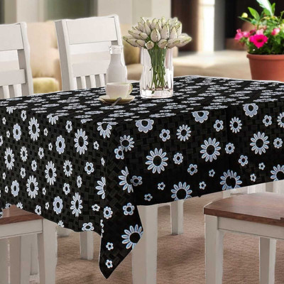 Jainco Decor Printed 6 Seater Table Cover(Black, PVC)