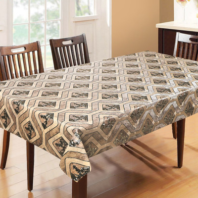 Dakshya Industries Printed 6 Seater Table Cover(Cream, PVC)