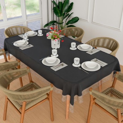 KUBER INDUSTRIES Self Design 6 Seater Table Cover(Black, PVC)