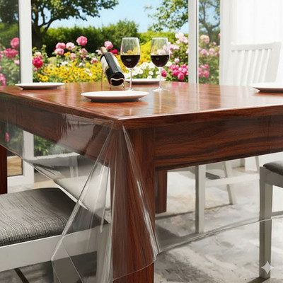 Faizandecor PVC 8 Seater Solid Table Cover(White)