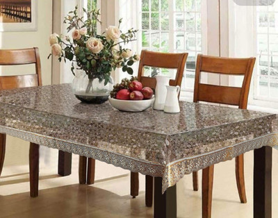 Lariox PVC 8 Seater Printed Table Cover(Golden)
