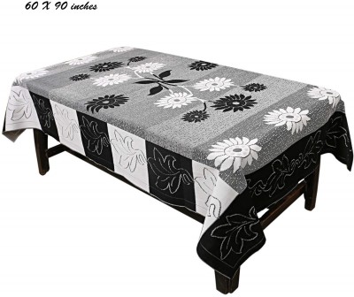 Abhsand Floral 6 Seater Table Cover(Black, White, Cotton)