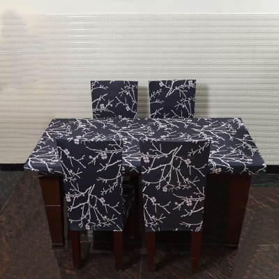Eleganta Printed 4 Seater Table Cover(Black, Polyester, Spandex)