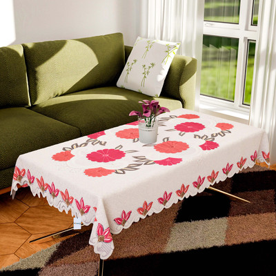HOMESTIC Floral 4 Seater Table Cover(Cream, Cotton)