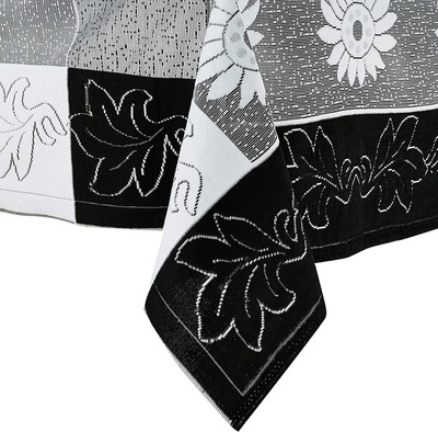 HOMESTIC Self Design 4 Seater Table Cover(Black & White, Cotton)