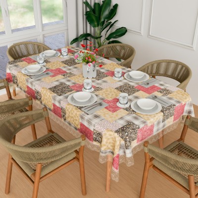 KUBER INDUSTRIES Floral 6 Seater Table Cover(Multicolor, PVC)