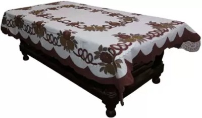 Flavio Interiors Floral 4 Seater Table Cover(Brown on white, Polyester)
