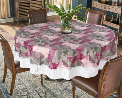 The Furnishing Tree Self Design 8 Seater Table Cover(Maroon, PVC)