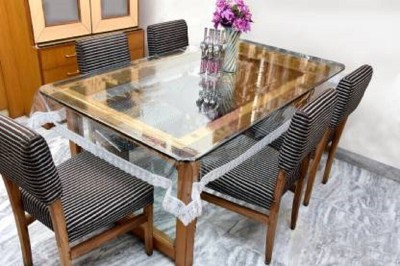 AG Leaf Solid 6 Seater Table Cover(transparent, PVC)