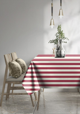 Casableu Floral 6 Seater Table Cover(Red, Polyester)