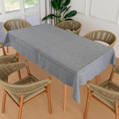 homerz Cotton 6 Seater Floral Table Cover(Grey)