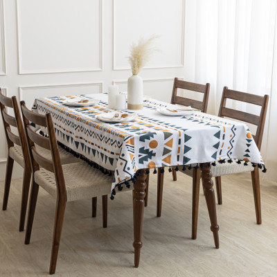 HOMEMONDE Cotton 4 Seater Geometric Table Cover(Multicolor)