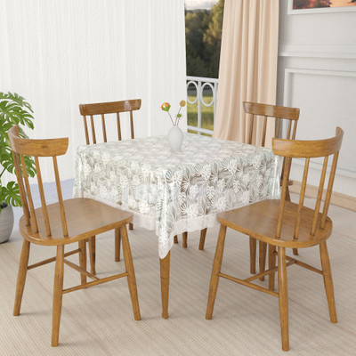 KUBER INDUSTRIES Self Design 4 Seater Table Cover(White, PVC)