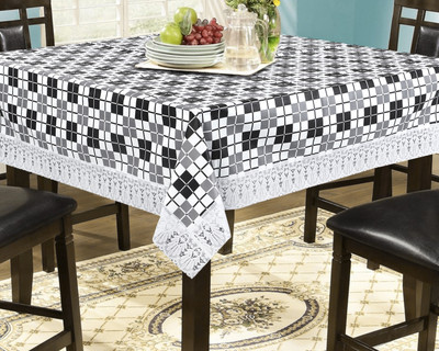 The Furnishing Tree Self Design 6 Seater Table Cover(Black, PVC)