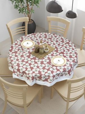 Dakshya Industries Printed 4 Seater Table Cover(White, PVC)