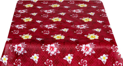 The Furnishing Tree PVC 4 Seater Floral Table Cover(Red)