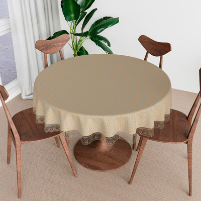 KUBER INDUSTRIES Self Design 4 Seater Table Cover(Golden, PVC)