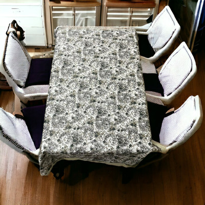 Mopak Decor Printed 4 Seater Table Cover(Grey, Polyester)