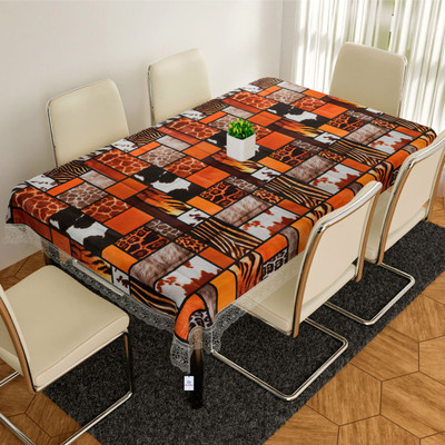 Heart Home Self Design 6 Seater Table Cover(Brown, PVC)