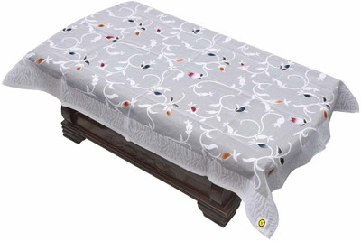Sparklings Floral 4 Seater Table Cover(White, Polyester)