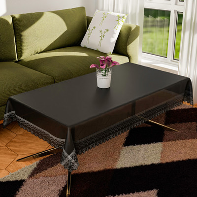 KUBER INDUSTRIES Geometric 4 Seater Table Cover(Black Transparent, PVC)