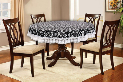 The Furnishing Tree PVC 4 Seater Printed Table Cover(Black)