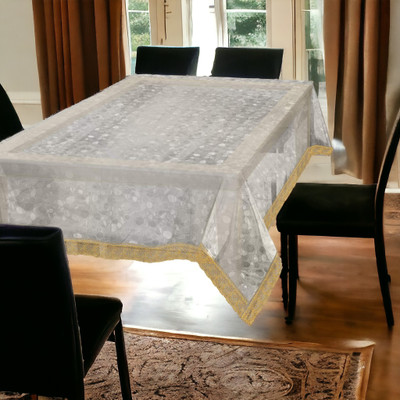 Mopak Decor Printed 6 Seater Table Cover(White, Polyester)