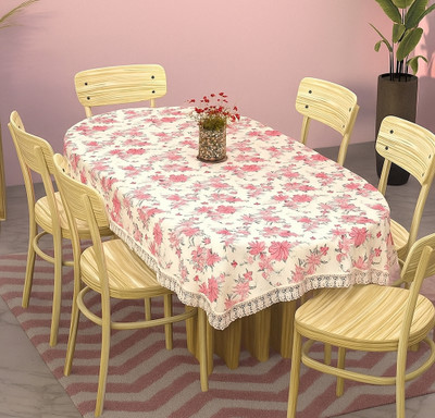 iC ICONIC CHOICE PVC 6 Seater Printed Table Cover(Beige pink)