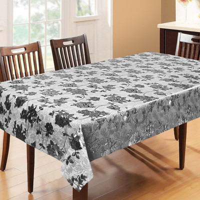 Dakshya Industries Printed 6 Seater Table Cover(Silver, PVC)