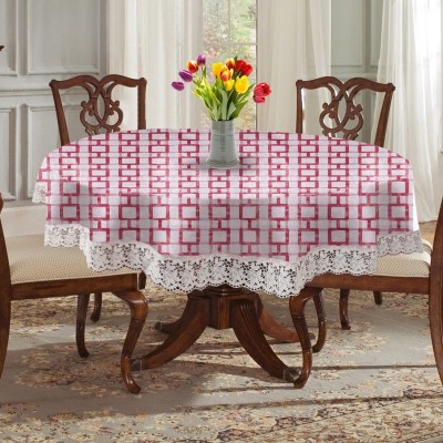E-Retailer Geometric 4 Seater Table Cover(Red, PVC)