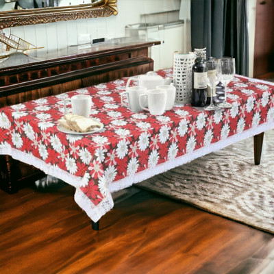 Mopak Decor Printed 4 Seater Table Cover(Red, Polyester)