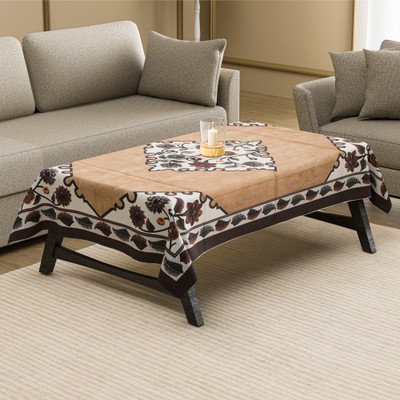 KUBER INDUSTRIES Cotton 4 Seater Self Design Table Cover(Brown)