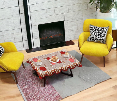 EASTTARDOMM Cotton 2 Seater Floral Table Cover(Maroon (Net Cloth) Small, 30x45 Inches)