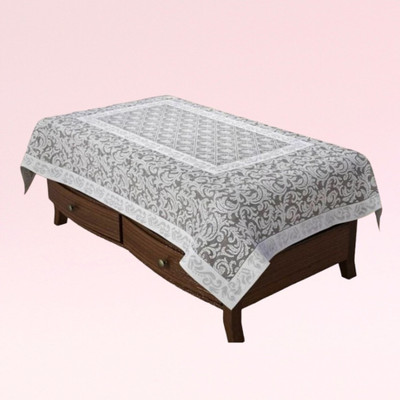 Shri Ganesh Handloom Checkered 4 Seater Table Cover(Silver, Cotton)