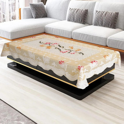 Sparklings Cotton 4 Seater Floral Table Cover(Yellow)