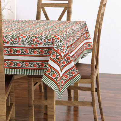Blocks Of India Cotton 6 Seater Floral Table Cover(Multicolor)