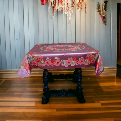 Mopak Decor Printed 2 Seater Table Cover(Maroon, Polyester)