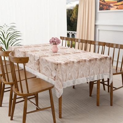 KUBER INDUSTRIES Self Design 8 Seater Table Cover(Brown, PVC)