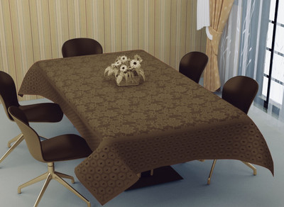 Bigger fish Cotton 6 Seater Floral Table Cover(Brown)