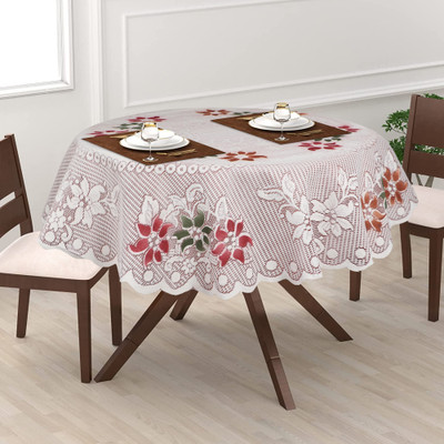 Dakshya Industries Cotton 2 Seater Floral Table Cover(Beige)
