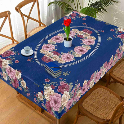 RELOOK INDUSTRIES Printed 4 Seater Table Cover(Blue, Plastic)