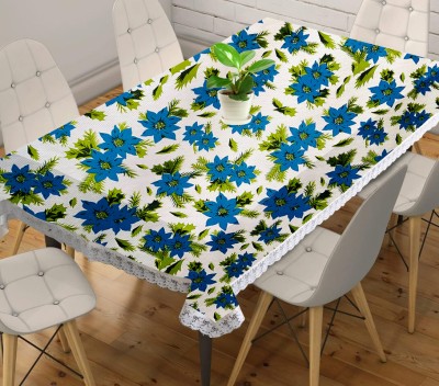 JM Homefurnishings Self Design 6 Seater Table Cover(Green, Blue, PVC)